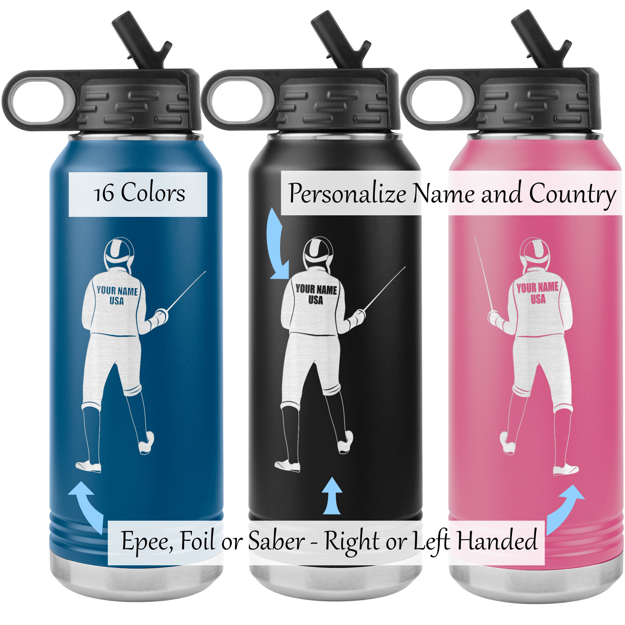 Engraved Water Bottles With Straw, Personalized Insulated Water Bottle,  Name Water Bottle, Custom Water Bottle, Valentines Gift Idea 