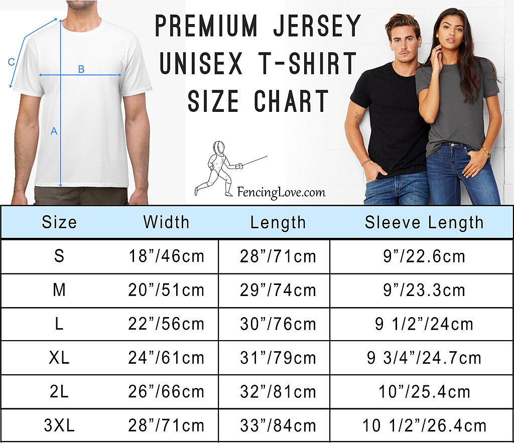 fencing t-shirt size chart