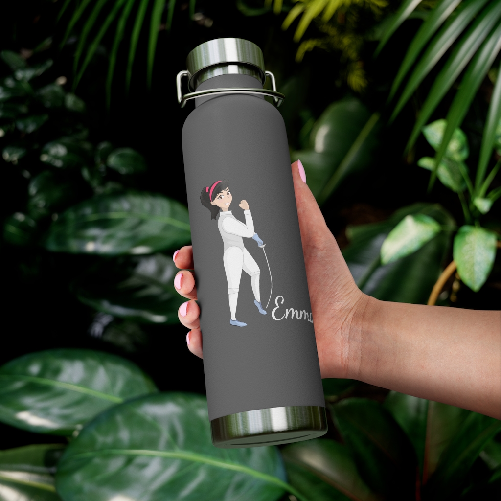 Foil Fencing Girl Water Bottle - Personalized Fencer's Gift