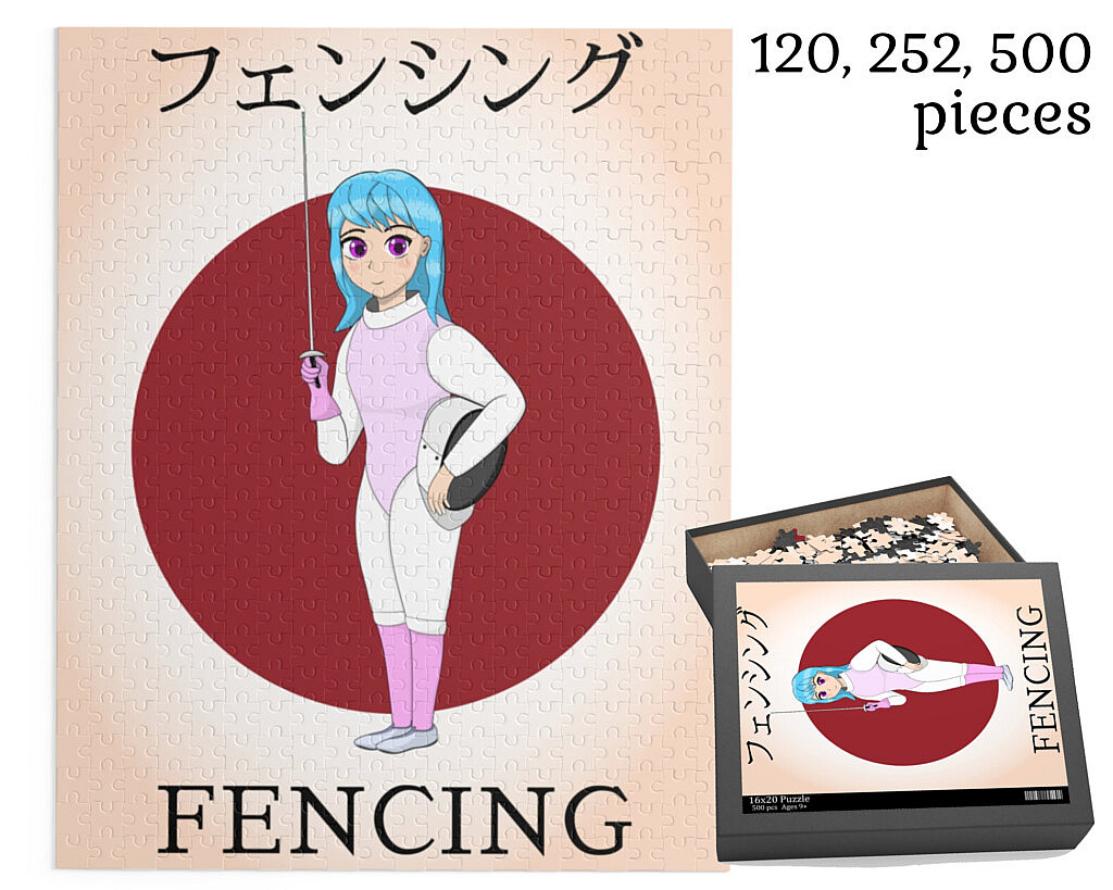 Fencing puzzle with anime foil fencer
