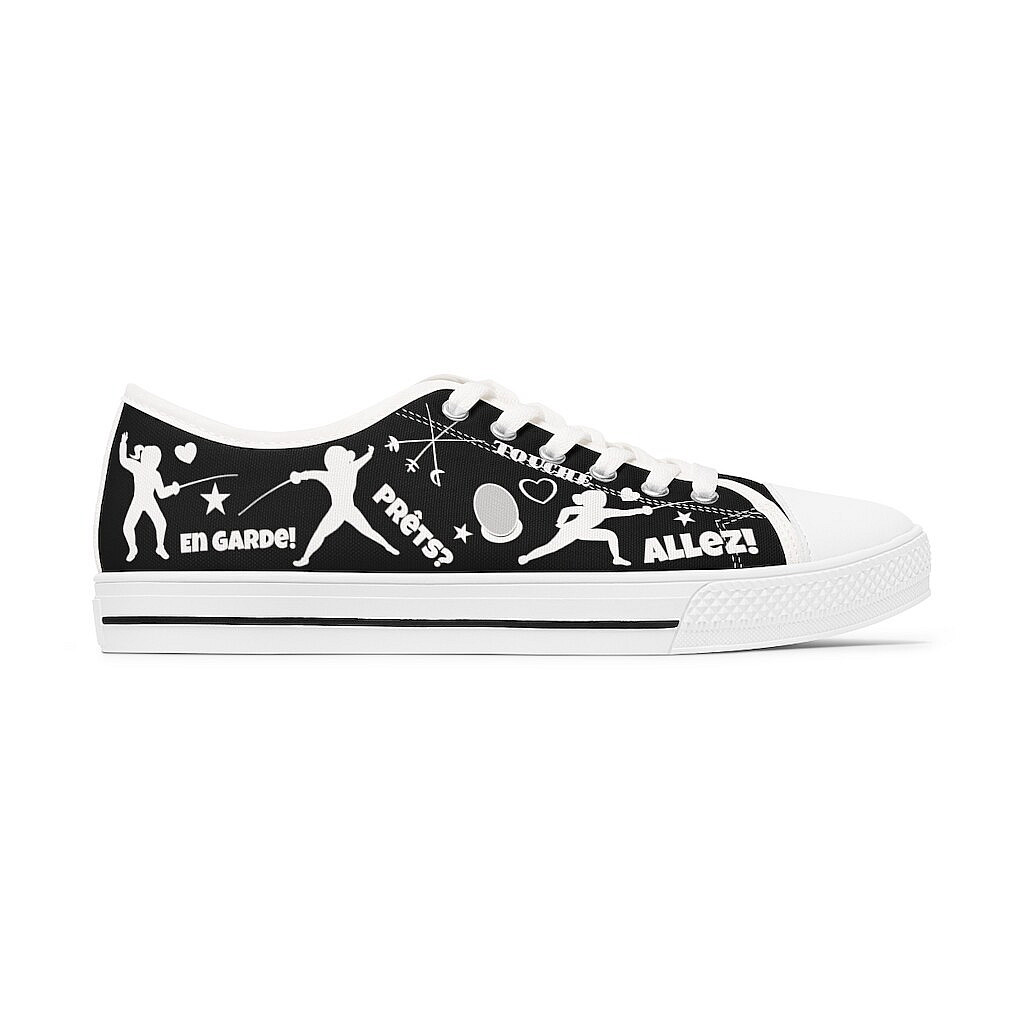 Women's Low Top Sneakers Black - Fencing Love