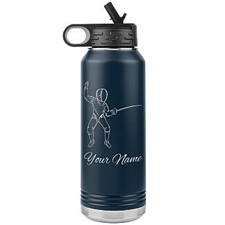 Personalized Fencer Water Bottle Navy