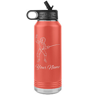 Custom Fencing Water Bottle Coral